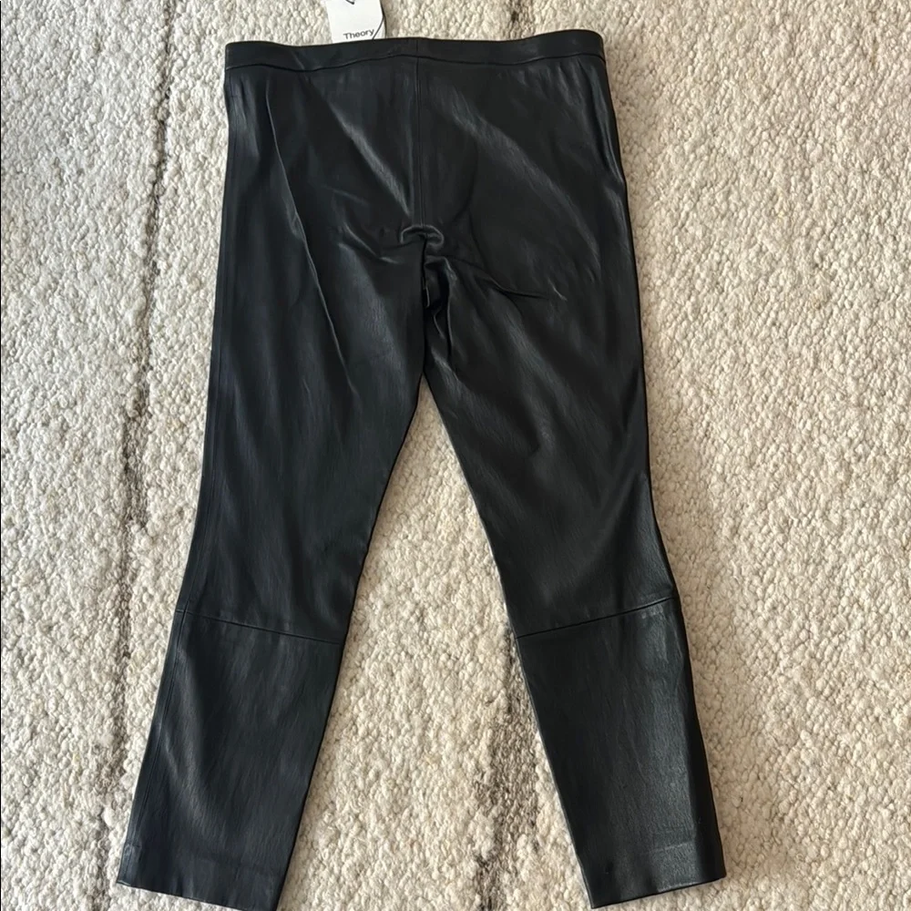 NWT Theory Black Genuine Leather Ankle Pant - Picture 3 of 3